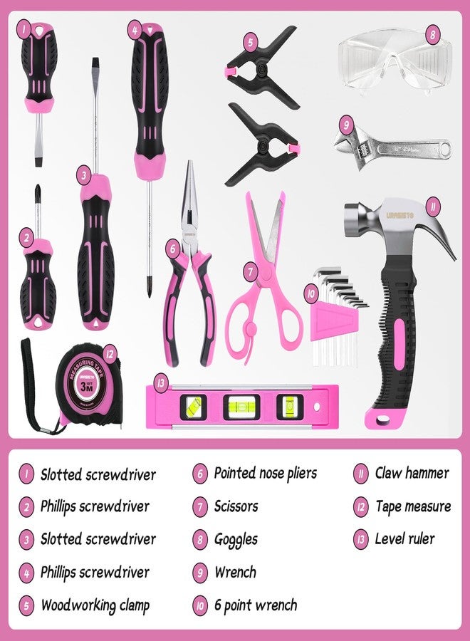 URASISTO 22-Piece Kids Tool Set with Storage Bag, Pink Junior Real Hand Tool Kit for Boys & Girls, Age 8+ - Image 4